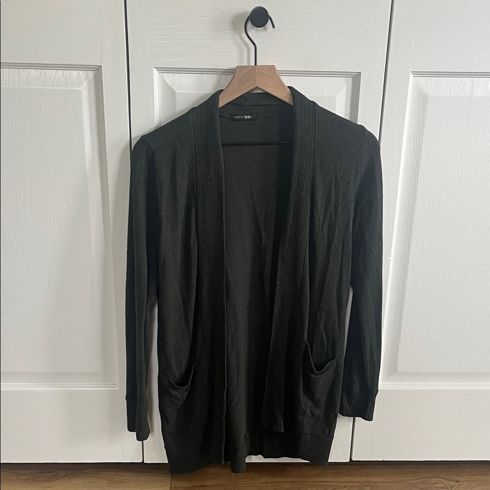 Green Open Front Cardigan